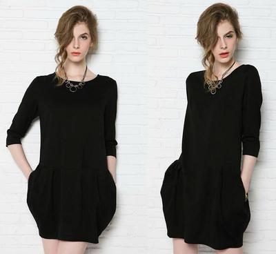 歐美秋季新款大碼連衣裙 寬松顯瘦，時(shí)尚花苞裙設(shè)計(jì)